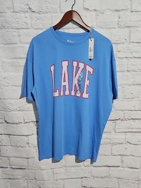 Natural Reflections Sky Blue Short Sleeve Tee with 'LAKE' Graphic
